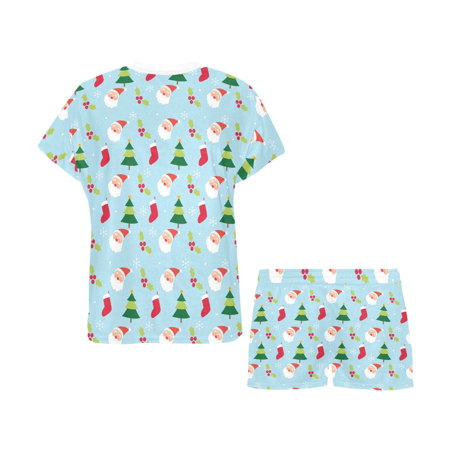 Santa Themed Print Design LKS301 Women's Short Pajama Set