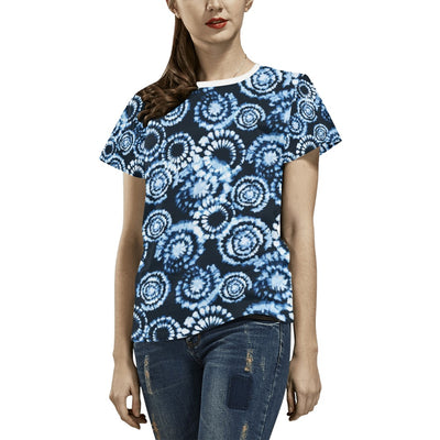 Tie Dye Dark Blue Print Design LKS306 Women's  T-shirt