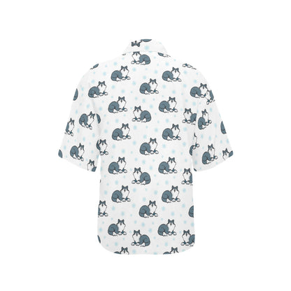 Alaskan Malamute Pattern Print Design 03 Women's Hawaiian Shirt
