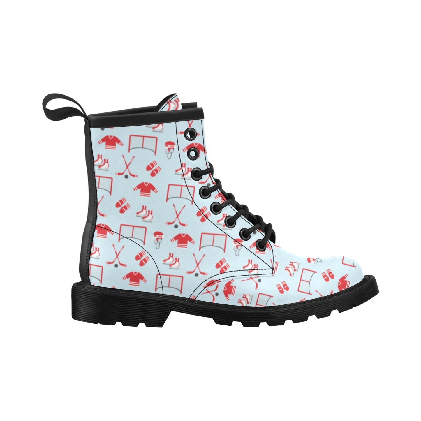 Hockey Red Equipment Print Design LKS305 Women's Boots