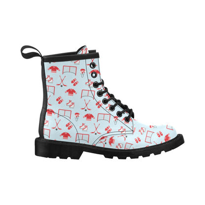 Hockey Red Equipment Print Design LKS305 Women's Boots