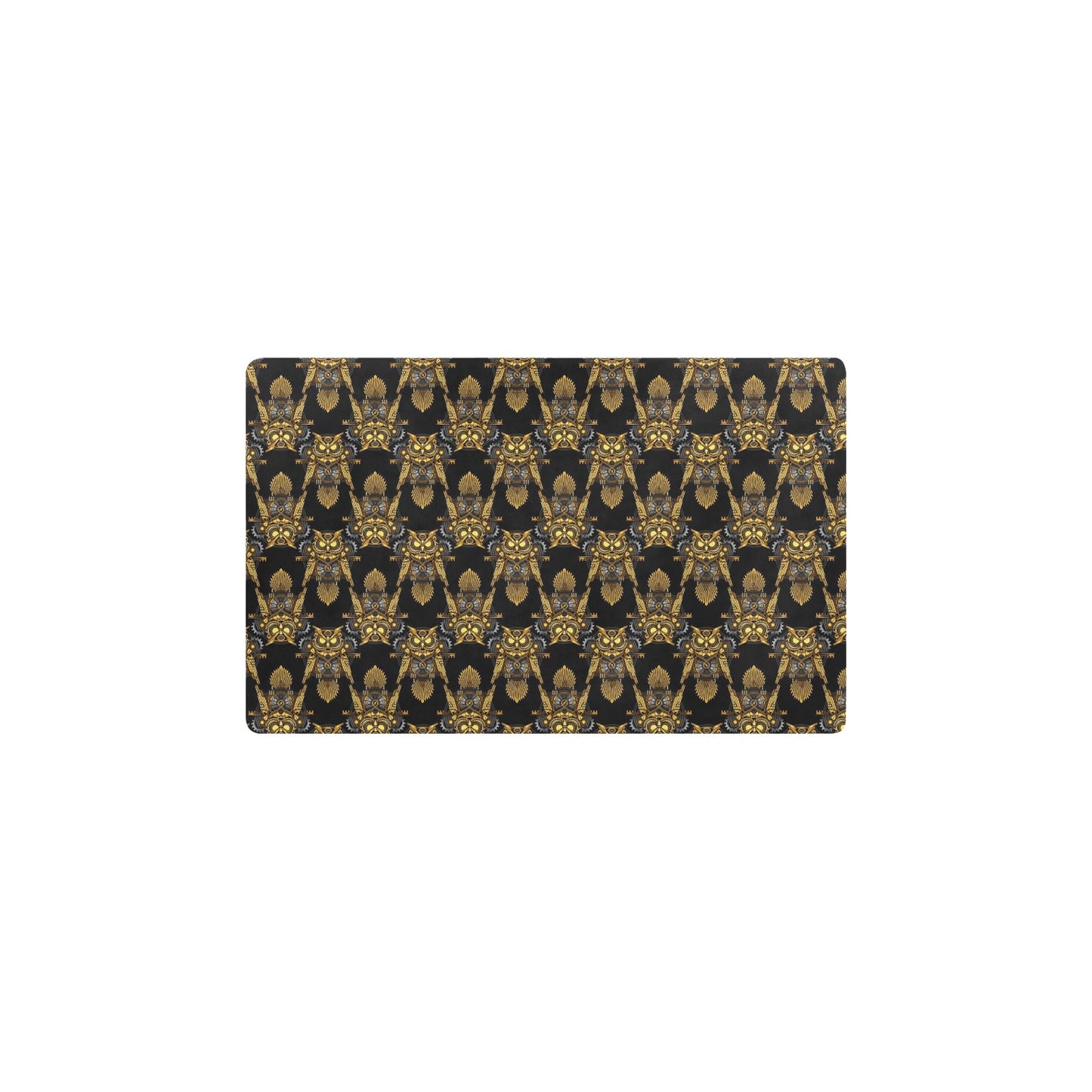 Steampunk Gold Owl Design Themed Print Kitchen Mat
