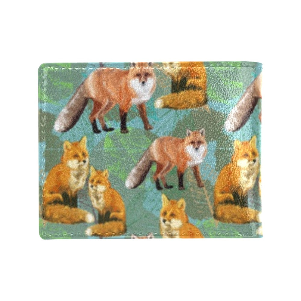 Fox Autumn leaves Themed Men's ID Card Wallet