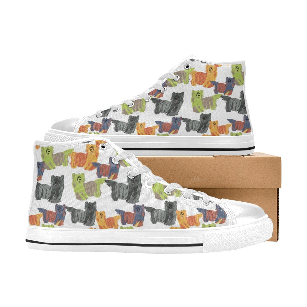 Skye Terriers Print Design LKS301 High Top Women's White Shoes