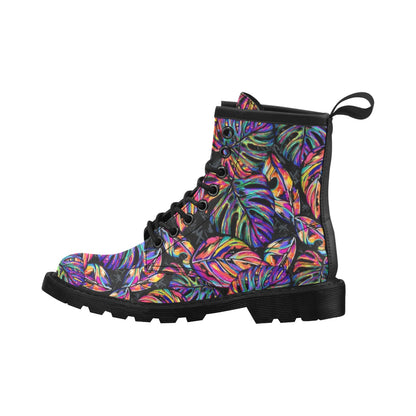 Neon Color Tropical Palm Leaves Women's Boots