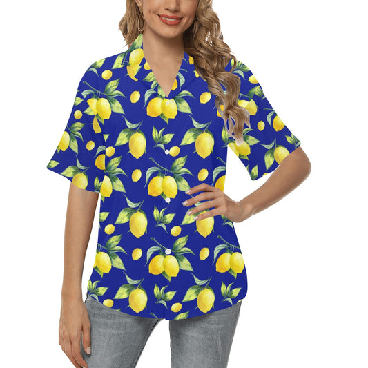 Lemon Pattern Print Design LM06 Women's Hawaiian Shirt