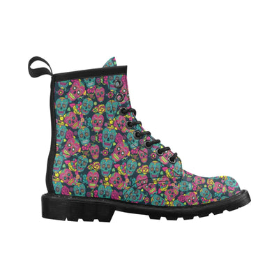 Sugar Skull Floral Design Themed Print Women's Boots