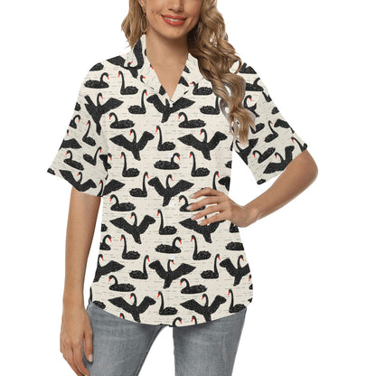 Swan Print Design LKS402 Women's Hawaiian Shirt