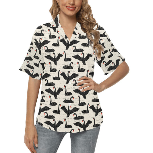 Swan Print Design LKS402 Women's Hawaiian Shirt