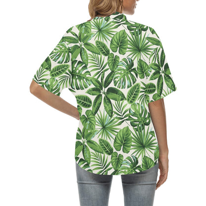 Tropical Flower Pattern Print Design TF013 Women's Hawaiian Shirt
