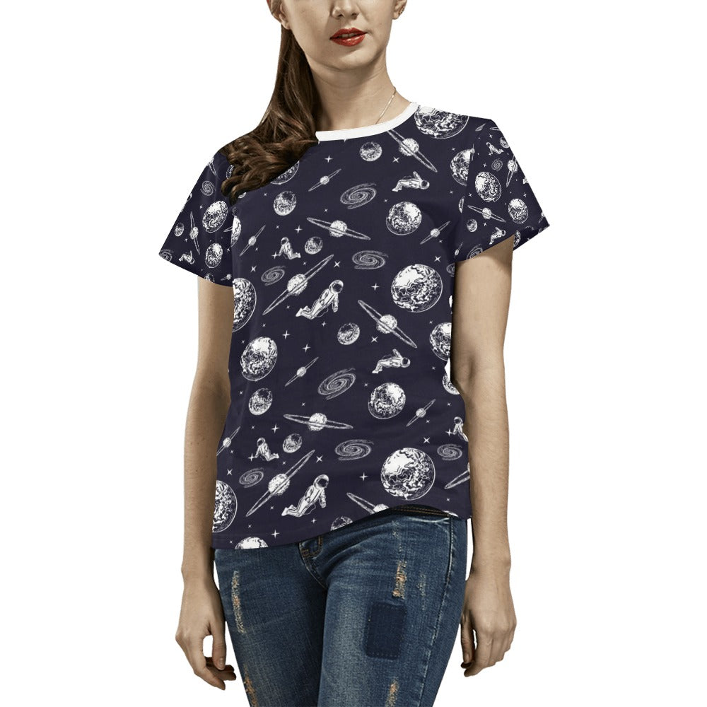 Space Astronaut Print Design LKS302 Women's  T-shirt