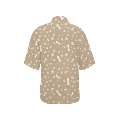 Dog Bone Paw Pattern Print Design 01 Women's Hawaiian Shirt