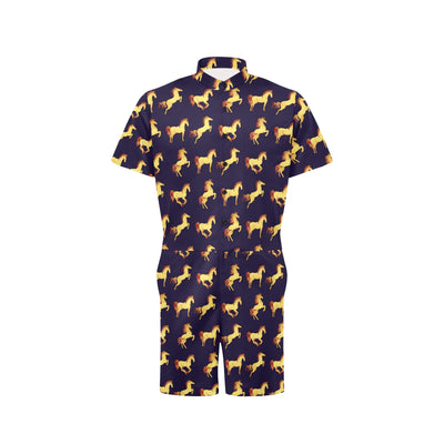 Gold Horse Pattern Men's Romper