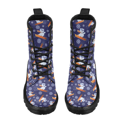 Snowboard Bear Print Design LKS305 Women's Boots