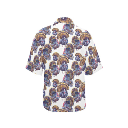 Turkey Pattern Print Design 01 Women's Hawaiian Shirt