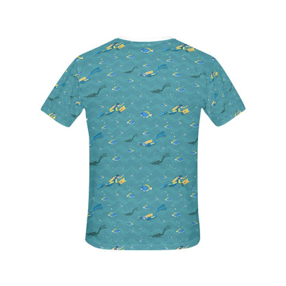 Scuba Driving Pattern Print Design LKS306 Women's  T-shirt