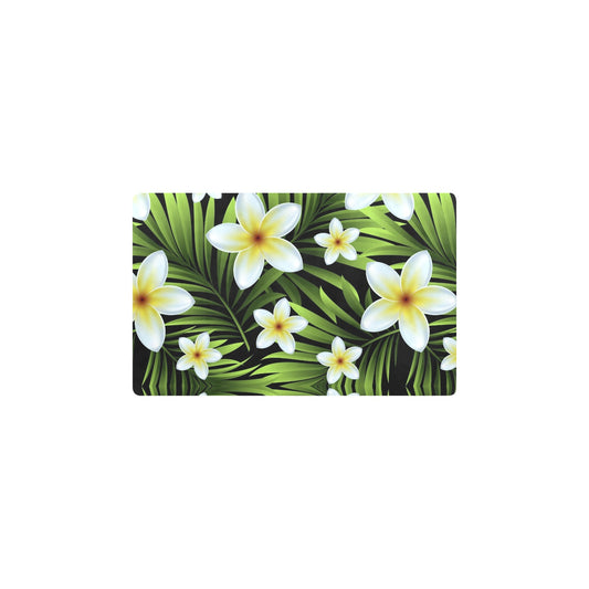 White Plumeria Pattern Print Design PM06 Kitchen Mat