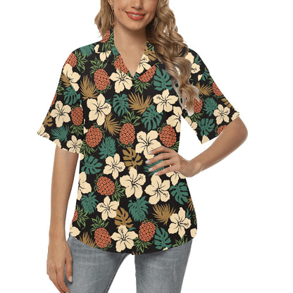 Hawaiian Themed Pattern Print Design H08 Women's Hawaiian Shirt