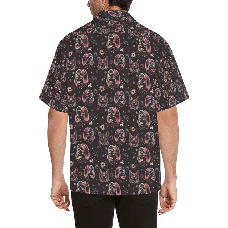 Third Eye Girl Cat Print Design LKS305 Men's Hawaiian Shirt