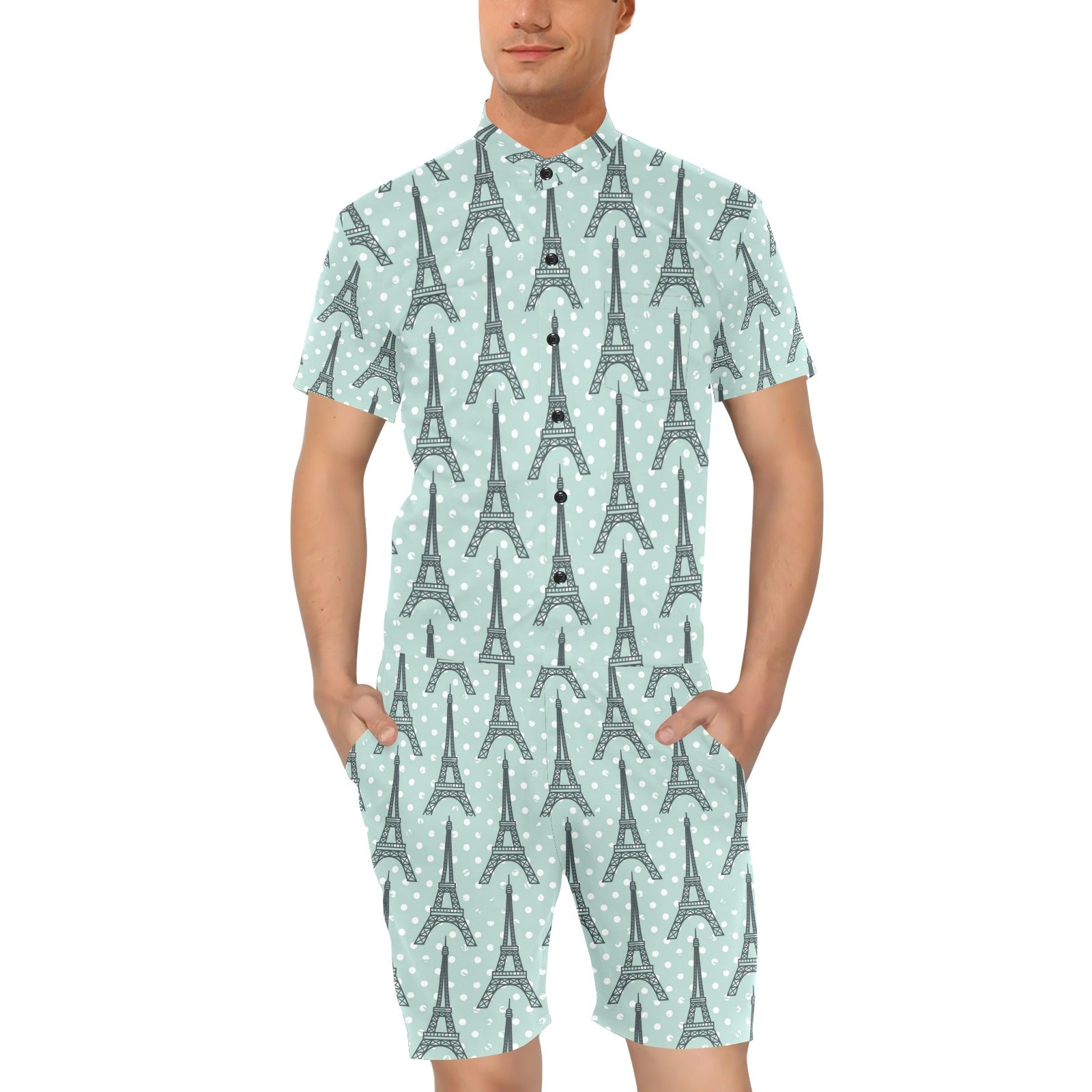 Eiffel Tower Polka Dot Print Men's Romper