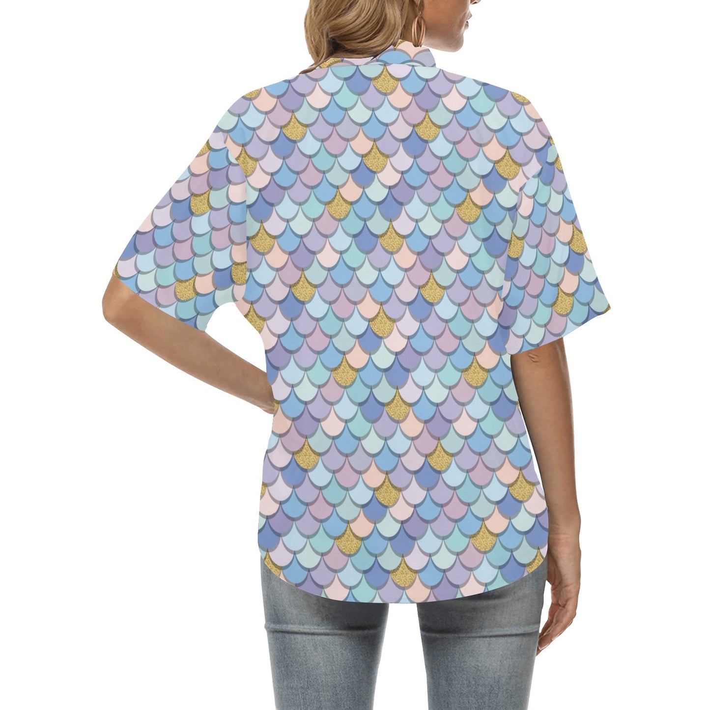 Mermaid Scales Pattern Print Design 05 Women's Hawaiian Shirt