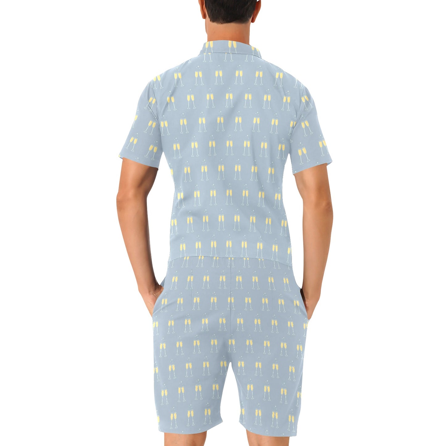 Champagne Pattern Print Design 03 Men's Romper