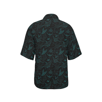Manta Ray Print Design LKS402 Women's Hawaiian Shirt