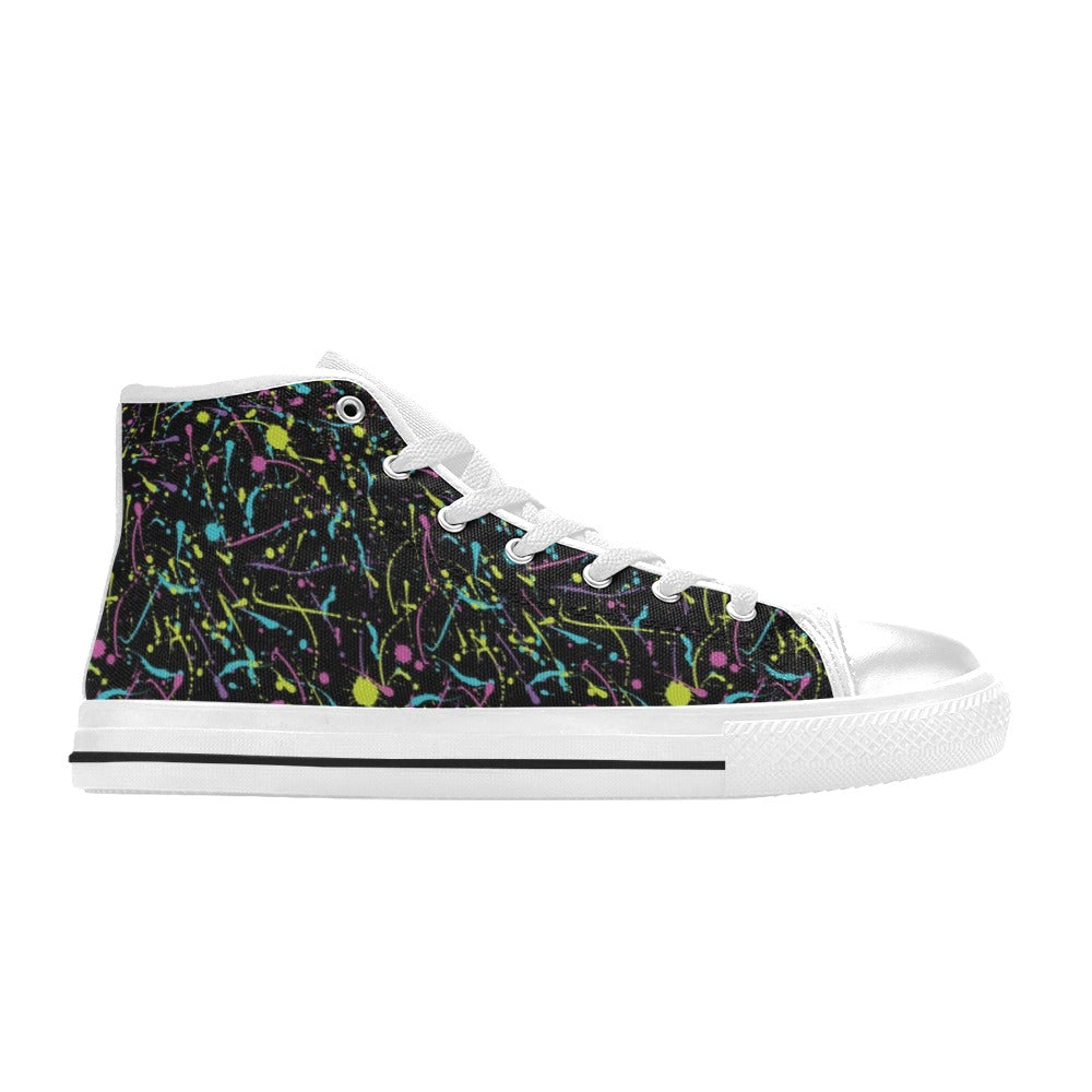 Splatter Multicolor Print Design LKS302 High Top Women's White Shoes