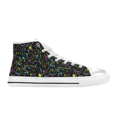 Splatter Multicolor Print Design LKS302 High Top Women's White Shoes