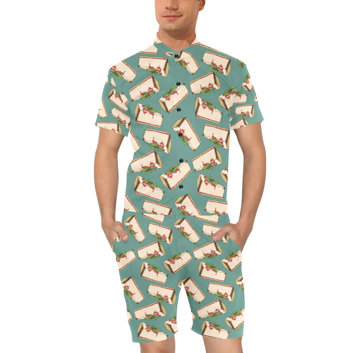 Cheesecake Pattern Print Design CK02 Men's Romper
