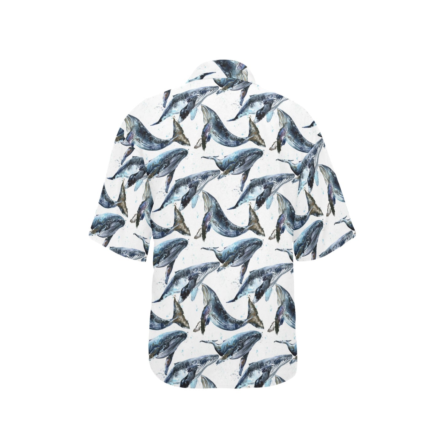 Blue Whale Pattern Print Design 03 Women's Hawaiian Shirt