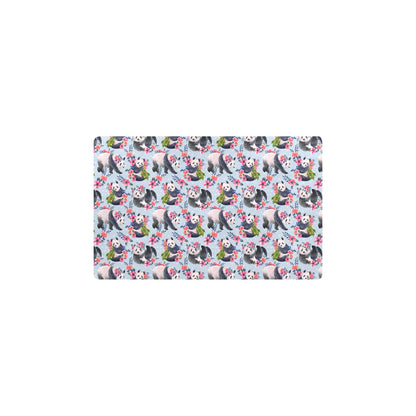 Panda Bear Flower Design Themed Print Kitchen Mat