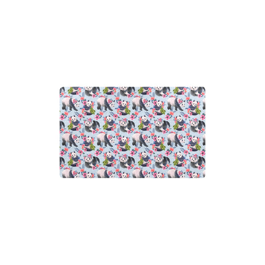 Panda Bear Flower Design Themed Print Kitchen Mat