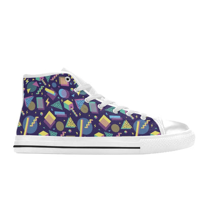 Geometric Print Design LKS401 High Top Women's White Shoes