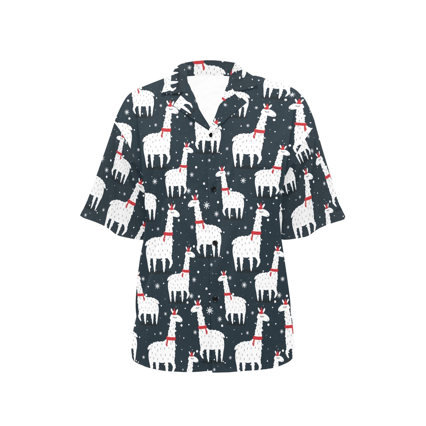 Alpaca Pattern Print Design 04 Women's Hawaiian Shirt