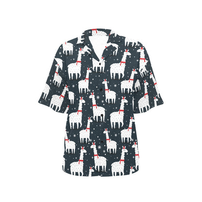 Alpaca Pattern Print Design 04 Women's Hawaiian Shirt