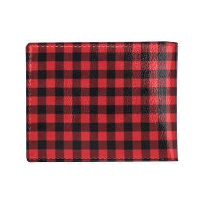 Red Black Buffalo Tartan Plaid Pattern Men's ID Card Wallet