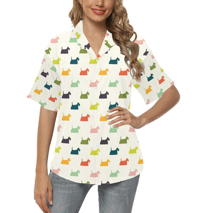Scottish Terriers Print Design LKS305 Women's Hawaiian Shirt
