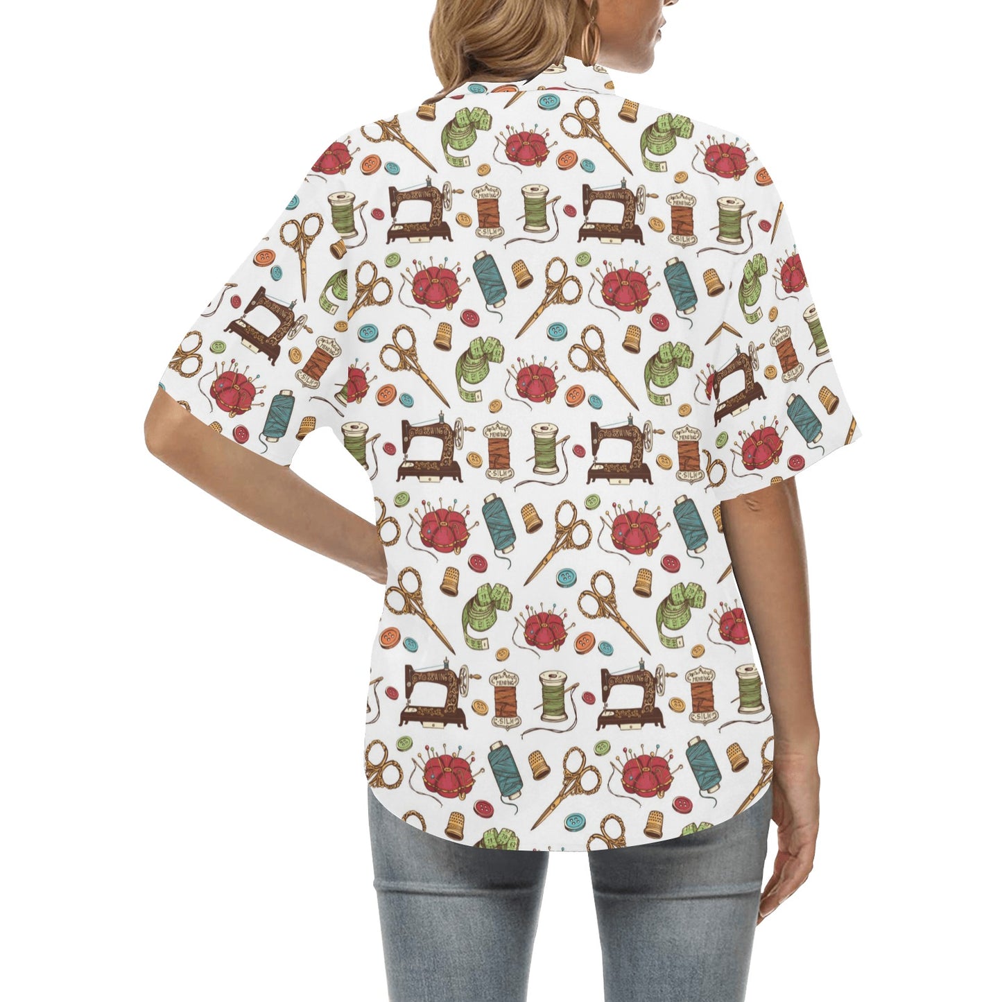 Sewing Equipment Print Design LKS304 Women's Hawaiian Shirt