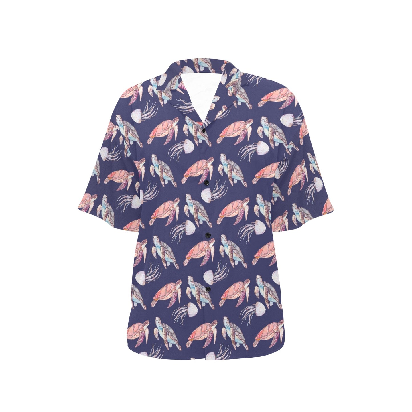 Sea Turtle With Jelly Fish Print Design LKS301 Women's Hawaiian Shirt