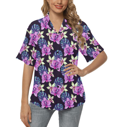 Orchid Pattern Print Design OR010 Women's Hawaiian Shirt