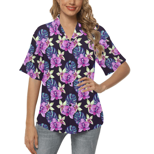Orchid Pattern Print Design OR010 Women's Hawaiian Shirt