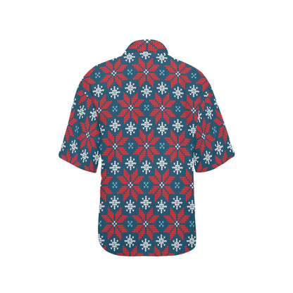 Poinsettia Pattern Print Design A02 Women's Hawaiian Shirt