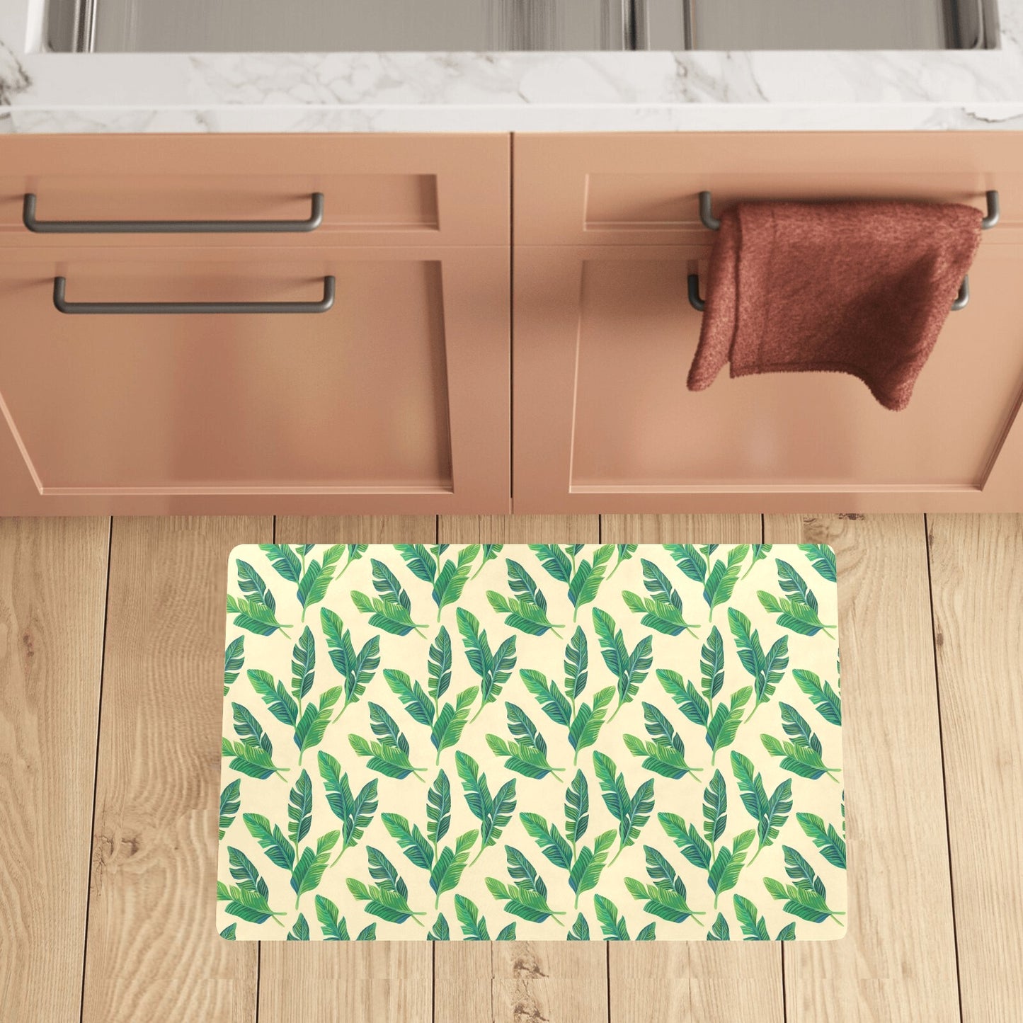 Banana Leaf Pattern Print Design 01 Kitchen Mat