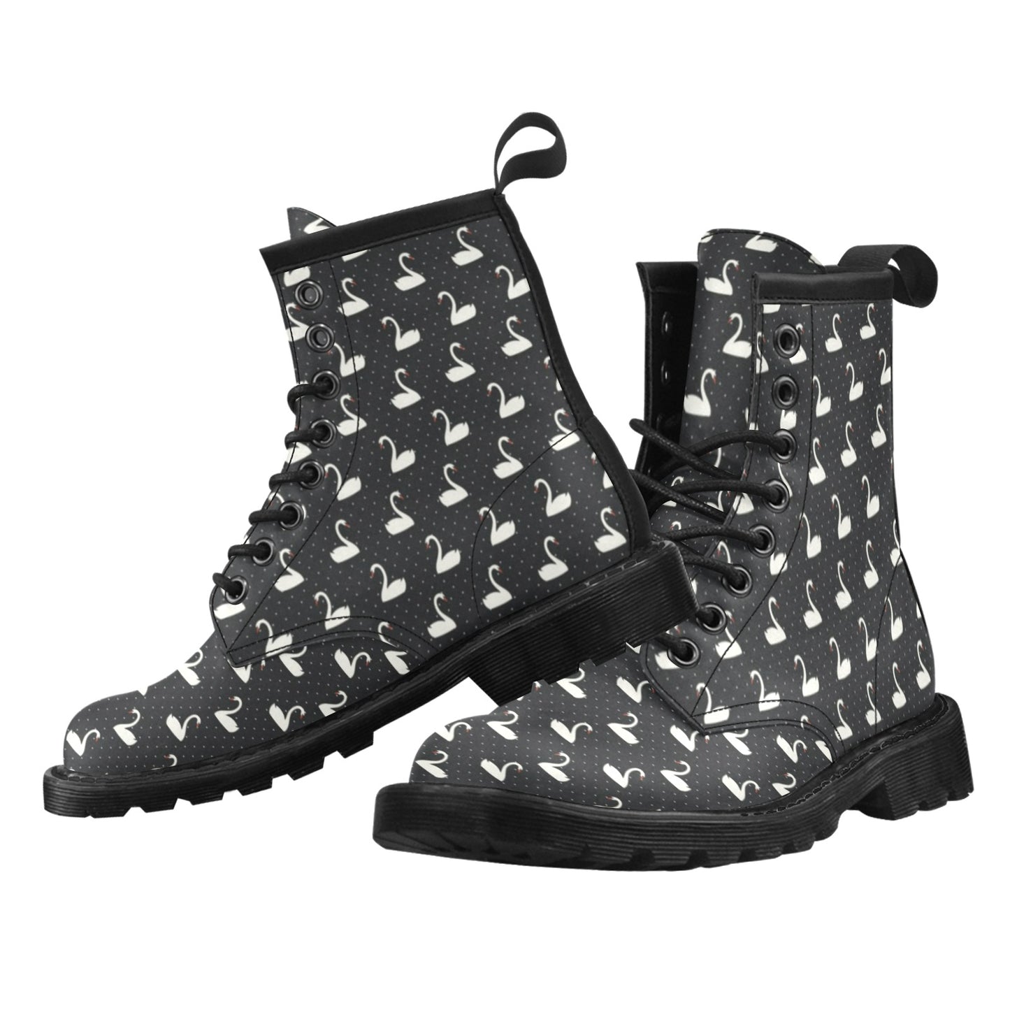 Swan Print Design LKS401 Women's Boots