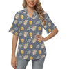 Safari Elephant Lion Print Design LKS303 Women's Hawaiian Shirt