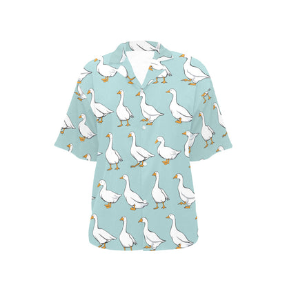 Goose Pattern Print Design 02 Women's Hawaiian Shirt