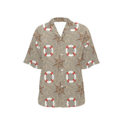 Nautical Pattern Print Design A02 Women's Hawaiian Shirt