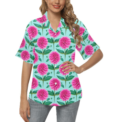 Dahlia Pattern Print Design DH08 Women's Hawaiian Shirt