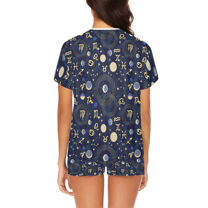 Zodiac Print Design LKS302 Women's Short Pajama Set